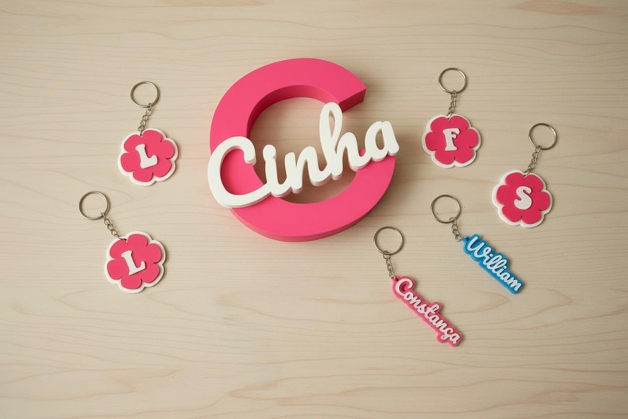 Porta-chaves Personalizado com Inicial e Nome